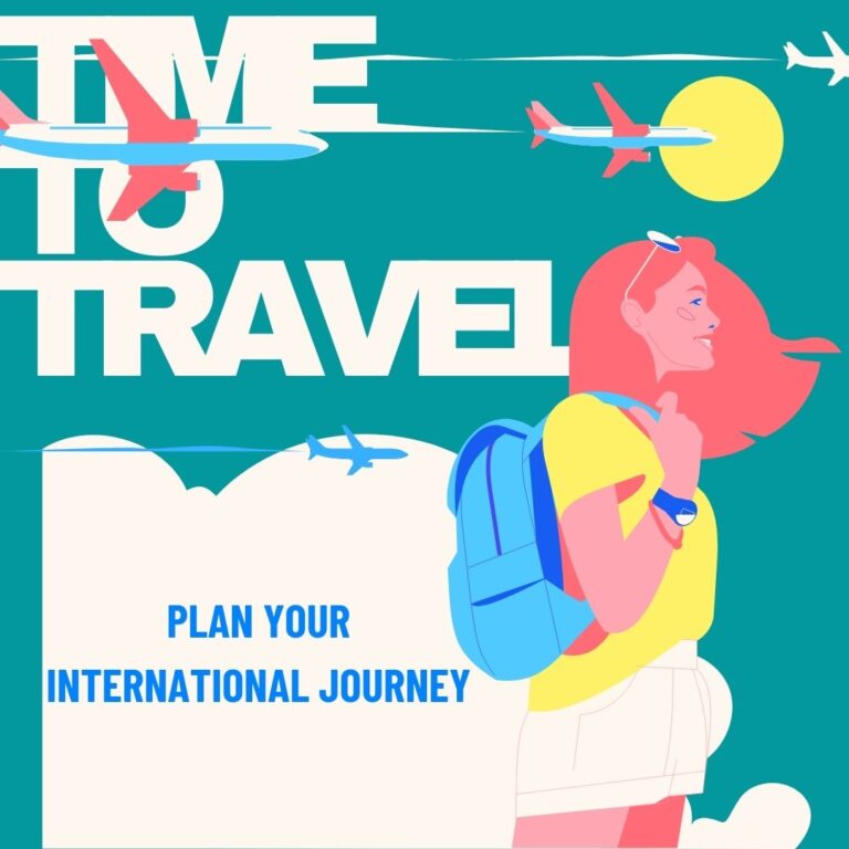 Blue Cloudy Travel Illustration Social Media