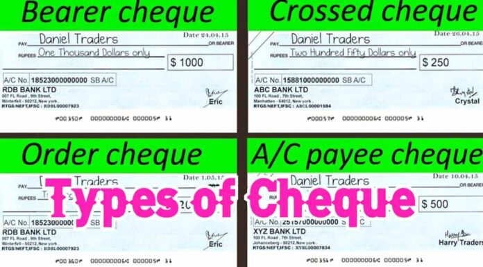 Different types of cheques
