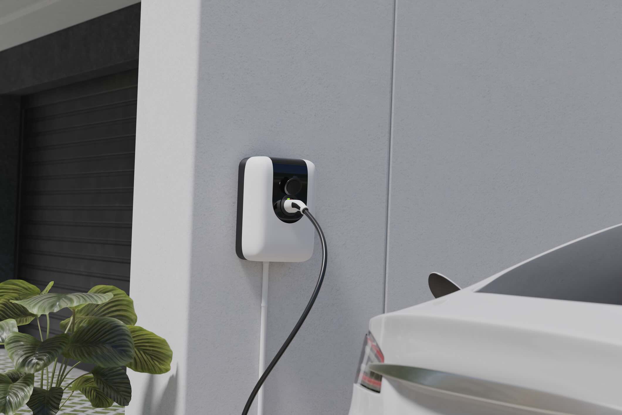 Ev car charging with ev charger at home