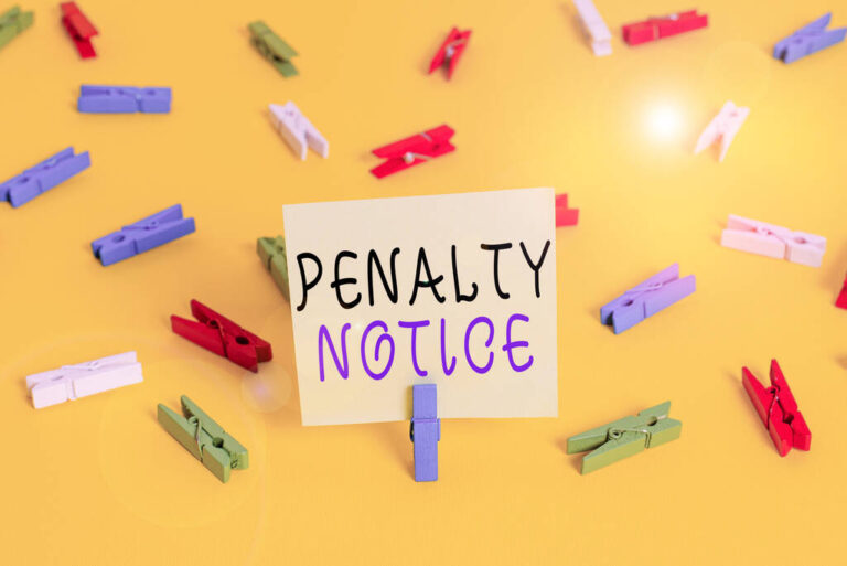 Writing note showing Penalty Notice. Business photo showcasing the immediate fine given to showing for minor offences Colored clothespin papers empty reminder yellow floor background office.